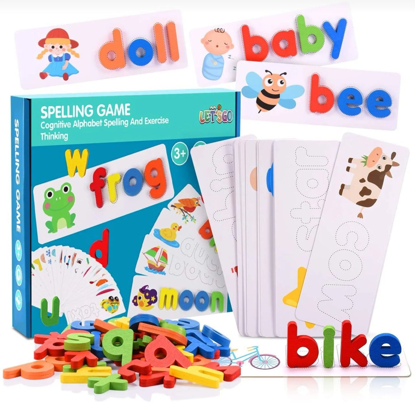Spelling Game: Numbers, Letters Matching & Tracing (3 in 1)