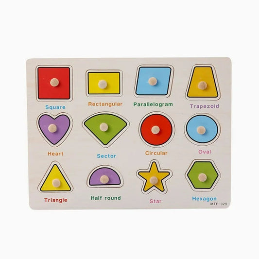 Wooden Puzzle Shapes Board With Names