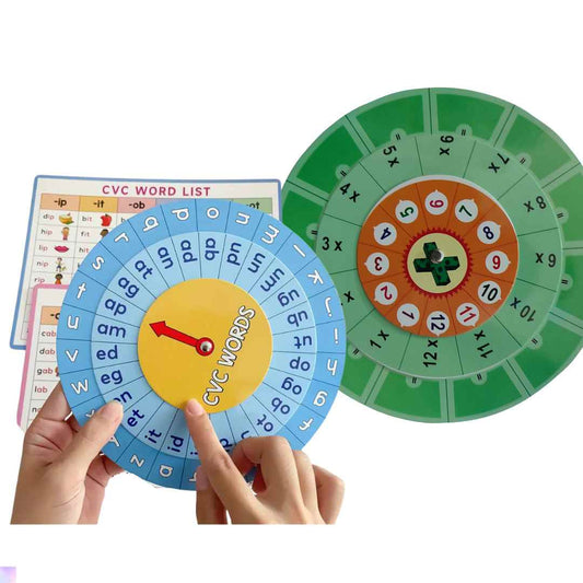 SkillSpinners – CVC & Times Tables Combo (with charts & free Marker)