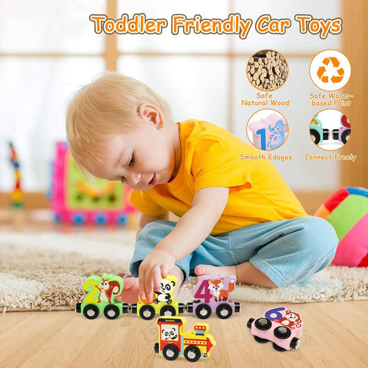 Wooden Magnetic Animal Number Train