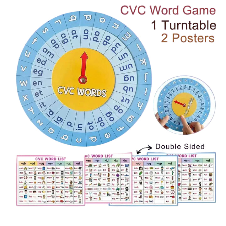 SkillSpinners – CVC & Times Tables Combo (with charts & free Marker)