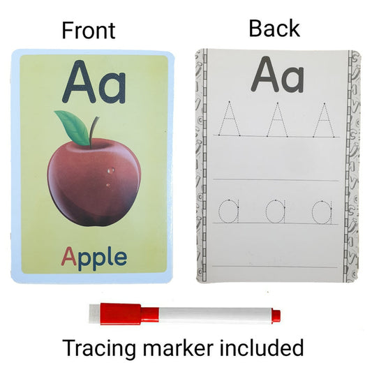 Alphabet English Jumbo Flash Cards (24 cards Capital & Small with free Marker) for Age 3+