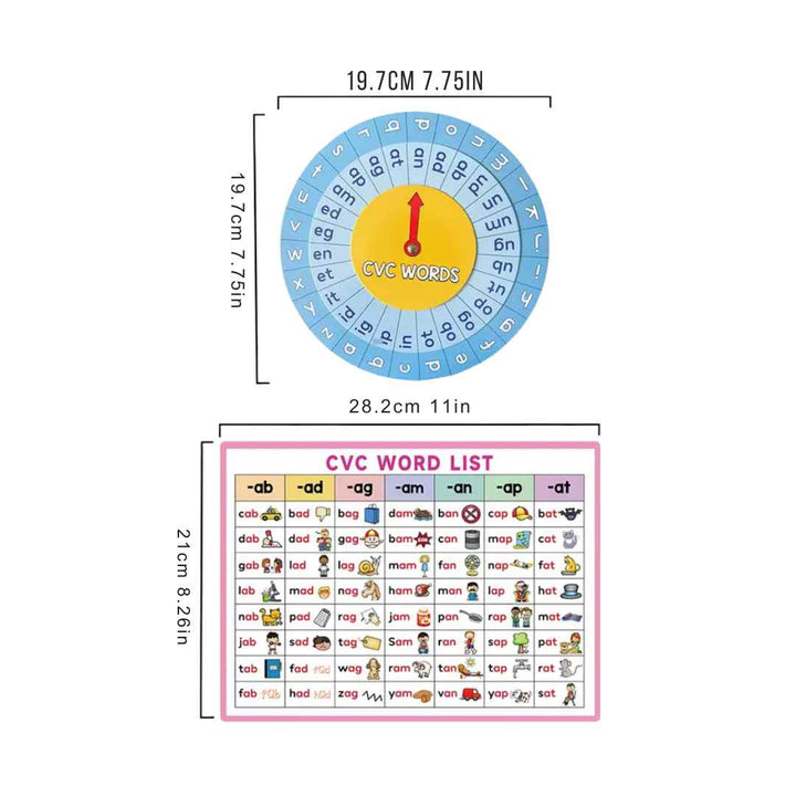 SkillSpinners – CVC & Times Tables Combo (with charts & free Marker)