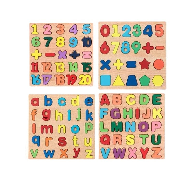 4 IN 1 Wooden Alphabet | Letters/Numbers/Shapes for Kids